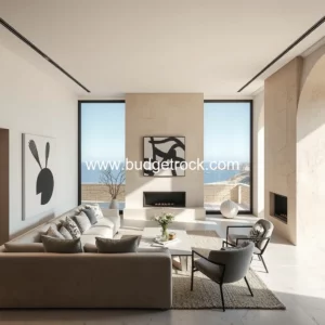 Artistic representation for Antolini stone features throughout interior of coastal Maltese apartment